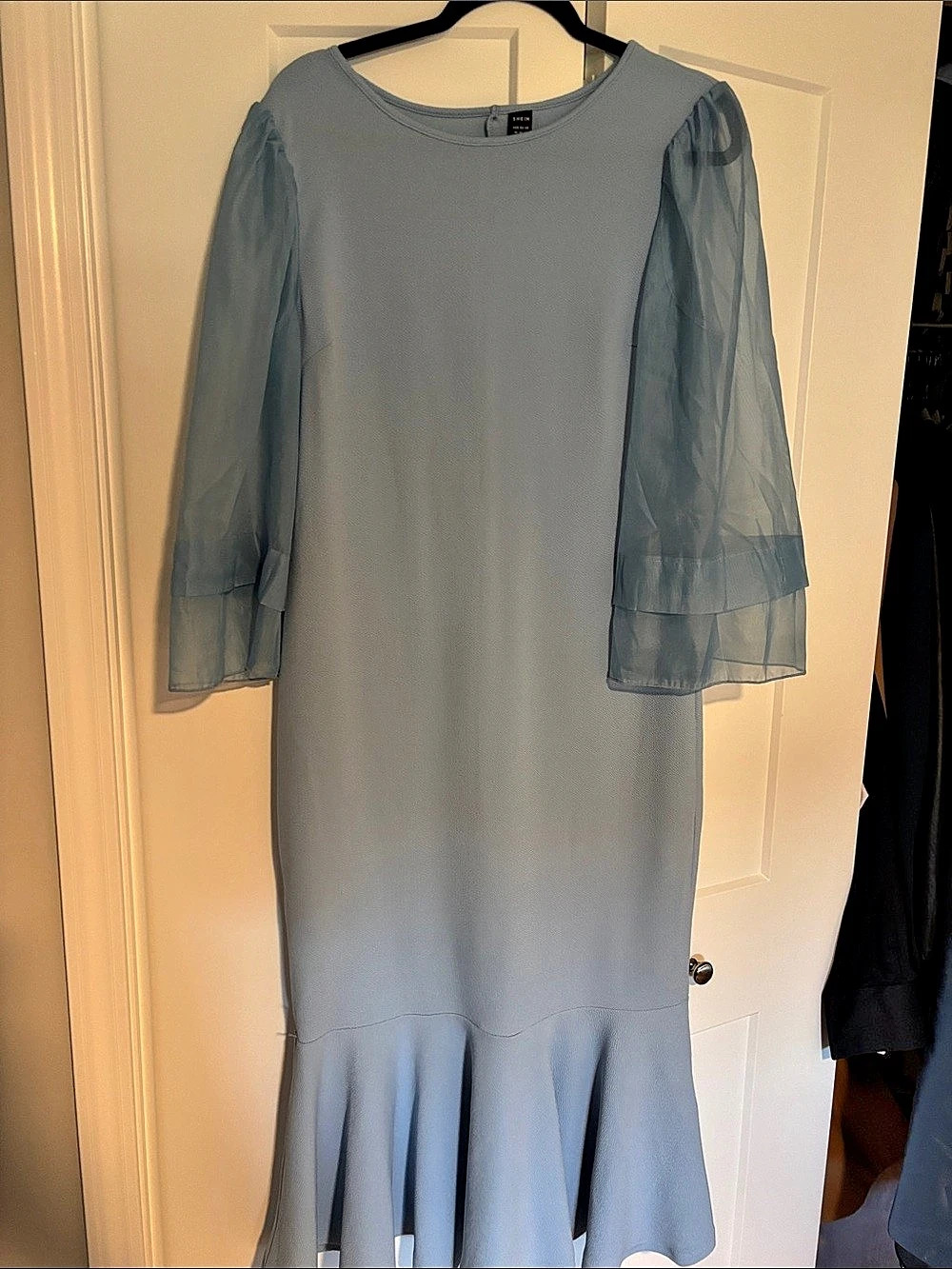 SHEIN Blue Ruffle Hem Midi Dress